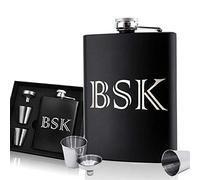 Personalised Birthday Gift for Him Laser Engraved 6oz Hip Flask for Men Stainless Steel Flask Set for Birthday Anniversary Fathers Day Wedding with Gift Box (Design 05)