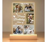 Personalised Birthday Gifts for Mum from Daughter Son, Personalised Photo Frame with Night Light, Custom Picture Frame with Photos, Customised Mothers Day Gifts for Mum Baby Kids Family
