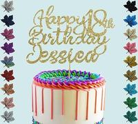 Personalised Birthday Glitter Cake Topper Any Name & Age (Gold)…