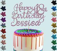 Personalised Birthday Glitter Cake Topper Any Name & Age (Rose Gold)