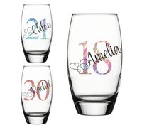 Personalised Birthday Highball Glass Tumbler Hiball Gifts for Her Girl Women Bestie Wine Glass 18th 21st 30th 40th 50th 60th 70th 80th Any Age Party Present Idea