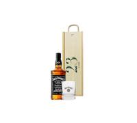 Personalised Birthday Jack Daniel's Whiskey Gift Set - Jack Daniel's Old No. 7 Tennessee Whiskey 70cl with Official Jack Daniel's Whiskey Glass & Personalised Wooden Gift Box