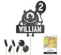 Personalised Birthday Monster Alien Glitter Cake Topper- Black Any Custom Age & Name Glitter Cake Decoration and Sprinkles - Happy Birthday Decorations - Personalised Toppers for Cakes by Cakeshop