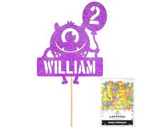 Personalised Birthday Monster Alien Glitter Cake Topper- Purple Any Custom Age & Name Glitter Cake Decoration and Sprinkles - Happy Birthday Decorations - Personalised Toppers for Cakes by Cakeshop