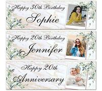 Personalised Birthday Outdoor Banner Photo Lady Anniversary Retirement Celebration Party -1st 2nd 18th 21st 30th 40th 50th 60th 70th 80th Birthday Decorations