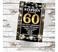 Personalised Birthday Party Black & Gold Invitations Any Age 18th 21st 30th 40th 50th Invites PACK OF 10 WITH ENVELOPES (G2)