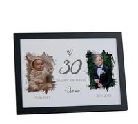 Personalised Birthday Photo Frame, Then and Now Pictures, Male Custom Age Celebration Keepsake 18th 21st 30th 40th 50th 60th 70th 80th 90th