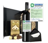 Personalised Birthday Prescription Wine & Chocolate Gift with Red Wine | 75 rench Malbec with personalised prescription label, 125g Belgian chocolates and gift card
