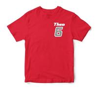 Personalised Birthday Racing Kids T Shirt Custom Name & Age Go Karting Motorsports Chequered Tee Top Boys Girls, 12-13 Years, Red