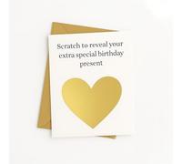 Personalised Birthday Scratch Card - Gold Heart Scratch & Reveal Card with Envelope - Unique Surprise Message Card for Him, Her, Adults - Customisable Birthday or Party Gift Idea
