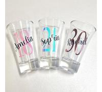 Personalised Birthday Shot Glass Gifts for Her Girl Women Bestie Wine Glass 18th 21st 30th 40th 50th 60th 70th 80th Any Age Party Present Keepsake Milestone Idea