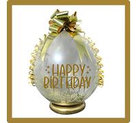 Personalised Birthday Stuffing Balloon Gift Kit, 18 Inch Clear POP ME Money Balloon with Confetti and Decorations, Available in 14 Colours (Gold)