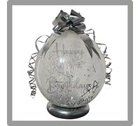 Personalised Birthday Stuffing Balloon Gift Kit, 18 Inch Clear POP ME Money Balloon with Confetti and Decorations, Available in 14 Colours (Silver)