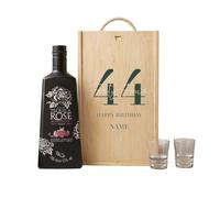 Personalised Birthday Tequila Rose Gift Set - Tequila Rose Strawberry Cream Liqueur with 2 Shot Glasses & Personalised Double Wooden Gift Box | Birthday Gift for Her & Him