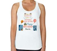 Personalised Birthday Themed Time to Celebrate from a Responsible Social Distance Inspired Women's Vest Ladies Tri-Blend Racer Back Tank Top. (White, M)