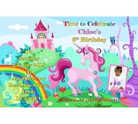 Personalised Birthday Unicorn Girls Pink Colourful Birthday Party Invitations , Invites, WITH PHOTO Complete with envelopes Ref B51 1st 2nd 3rd 4th 5th 6th 7th 8th 9th 10th Birthdays (30)