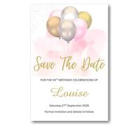 Personalised Birthday - Wedding Save The Date Cards With Envelopes SD56 (60 Cards)