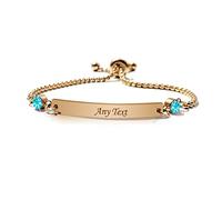 Personalised Birthstone Bracelets for Girls Engraved Bar Bracelet for Her Birthstone Custom Gift Mothers Day Birthday Christmas Friendship Mum Daughter Bridesmaid 13th 18th 21st 30th (December)