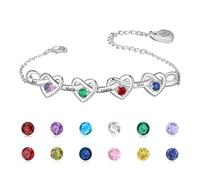 Personalised Birthstone Bracelets with 2-8 Names Silver/Gold/Rose Gold Bracelet Jewellery Infinity Heart Friend Bracelet Christmas Birthday s for Her Women Mum Daughter Girl Sister