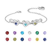 Personalised Birthstone Bracelets with 2-8 Names Silver/Gold/Rose Gold Bracelet Jewellery Infinity Heart Friend Bracelet Christmas Birthday s for Her Women Mum Daughter Girl Sister