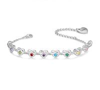 Personalised Birthstone Bracelets with 2-8 Names Silver/Gold/Rose Gold Bracelet Jewellery Infinity Heart Friend Bracelet Christmas Birthday s for Her Women Mum Daughter Girl Sister