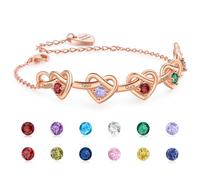 Personalised Birthstone Bracelets with 2-8 Names Silver/Gold/Rose Gold Bracelet Jewellery Infinity Heart Friend Bracelet Christmas Birthday s for Her Women Mum Daughter Girl Sister