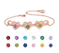 Personalised Birthstone Bracelets with 2-8 Names Silver/Gold/Rose Gold Bracelet Jewellery Infinity Heart Friend Bracelet Christmas Birthday s for Her Women Mum Daughter Girl Sister