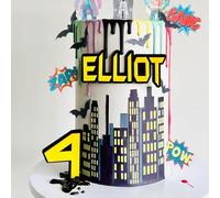 Personalised Black and Yellow Cake Topper, Perfect for Bat Cakes