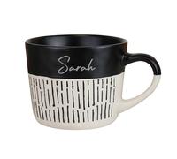 Personalised Black Ceramic Mug - Custom Name Coffee Cup, Modern Minimalist Design, Gift for Him or Her, Office Desk Mug, Handmade-Style 11oz