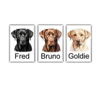 Personalised BLACK, CHOCOLATE AND YELLOW LABRADOR Dog Jumbo Fridge Magnets - Overall Size 9.7cm by 6.7cm (3 DESIGNS)