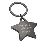 Personalised Black Chrome Star Keyring, Custom Engraved Keychain For Men and Women, Unique Keychains, Car Keyring, Accessories, Tags, and Gift, Ideal for Key Holder, Car Fob, Bag Accessory