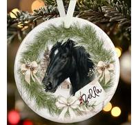 Personalised Black Clydesdale Horse Christmas Ornament - Custom Name & Message Ceramic Bauble - Gift Boxed Equestrian Decoration - Watercolour Draft Horse Design - Unique Gift for Horse Owners