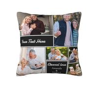 Personalised Black Cushion Covers with 6 Photos Collage, Customised Square Pillow Case Cover, Design Your Own Throw Pillow Covers for Living Room, Bedroom, Small Large Sofa Pillow Cases Decorative
