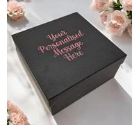 Personalised Black Gift Box With Lid, Custom Gift Box For Presents, Bride, Bridesmaid, Bestman Proposal, Happy Birthday, Keepsake Memory Box, Any Age Message/Text Christmas Secret Santa