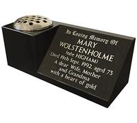 Personalised Black Granite Memorial Vase Grave Pot, Headstone Gravestone Plaque, Cemetery, Stone