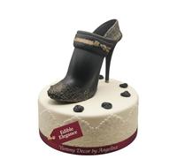 Personalised Black High Heel Boot Cake Topper - Edible Sugar & Modelling Paste Decoration for Birthday and Celebration Cakes