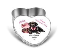 Personalised Black Labrador Dog Design Heart Shaped Chocolate|Trinket Tin|Box Gift For Valentines Day|Birthday|Girlfriend|Wife|Anniversary