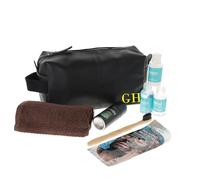 Personalised Black Leather Toiletry Bag - Men's Travel Wash Bag Filled with Toiletries - Perfect Birthday or Father's Gift