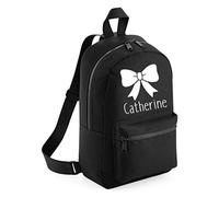 Personalised | BLACK MINI Essential Backpack | Bow with Name with White Print | (Please Goto Add Gift Options Enter name in FreeGiftMessageBox or send message to the seller once purchased)