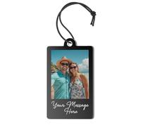 Personalised Black Photo Car Ornament - Custom Hanging Car Charm with Photo & Message - Mirror Decoration Gift for Driving Test Pass, First Car or Special Occasion