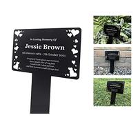 Personalised Black & White Memorial Plaque, Ground Stake, Grave Marker for Cemetery or Garden - Tribute for Remembering Loved Ones or Family Pets (Custom)