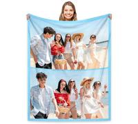 Personalised Blanket, Custom Blanket with Photo and Text Customized Flannel Blankets, for Father, Mom, Lover, Kids, Friends, Pet, Birthday, Christmas - Personalised Gifts for Women Men(2 Photo)
