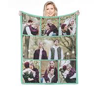 Personalised Blanket,Custom Blanket with Words Picture Collage Customized Blankets, Birthday Souvenir Gifts Personalized Throw Blanket for Father, Mom, Kids, Dogs, Friends or Lover