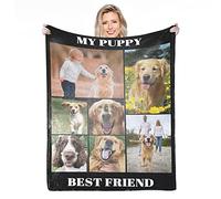 Personalised Blanket,Custom Blanket with Words Picture Collage Customized Blankets, Birthday Souvenir Gifts Personalized Throw Blanket for Father, Mom, Kids, Dogs, Friends or Lover