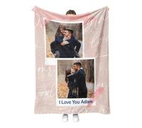 Personalised Blanket Custom Photos Blanket Memory Gift with Photo Text Collage Customized Blankets Gift for Family Mom Dad Kids Wife Friends