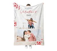 Personalised Blanket Custom Photos Blanket Memory Gift with Photo Text Collage Customized Blankets Gift for Family Mom Dad Kids Wife Friends