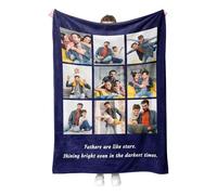 Personalised Blanket Custom with Picture Text Throw Blanket, Customized Photo Gift Birthday, Holiday, for Dad, Mom, Kids, Pet, Friends or Couples (9 Photos)
