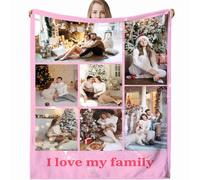 Personalised Blanket for Adults, Custom Photo Blanket Personalised for Adults Kids with Pictures Customized Gifts for Family Kids Pet Friends Birthday Mum, Dad, Boyfriend, Girlfriend