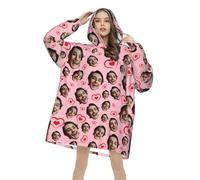 Personalised Blanket Hoodie Design Your Add Text Logo Photo Custom Womens Oversized Hoodie with Portraits, Pets image for him her Couple Friend Halloween Valentine's Day Birthday
