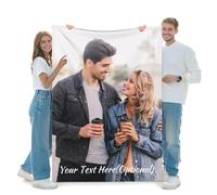 Personalised Blanket with Photo Text Custom Blanket for Adults Baby Nanny Blanket Gifts for Family Kids Pet Friends Gifts for Birthday Fathers/Mothers Day